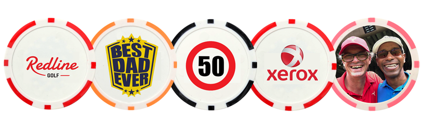 Poker Chip Golf Ball Markers with your photo， logo or imprint on